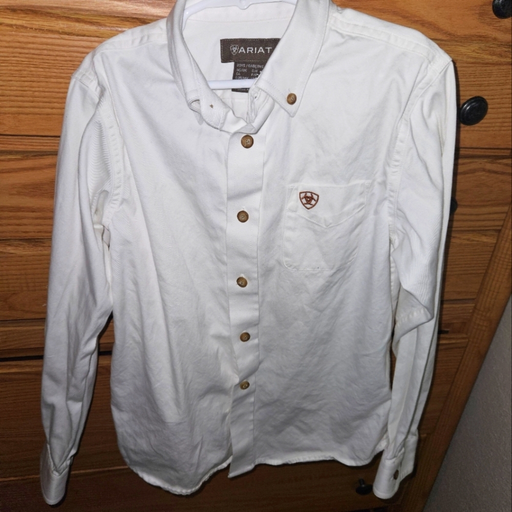 Ariat Boys Size 8 White Button-Down Shirt